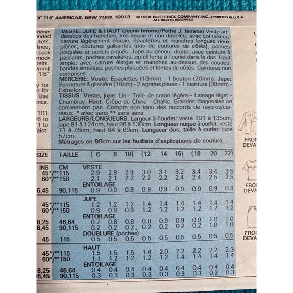Butterick Sewing pattern 6007 suit blazer skirt sz 6 8 10 - Picture 6 of 6